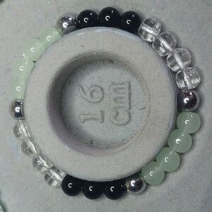Black cucumber green clear zinc bead bracelet 8mm